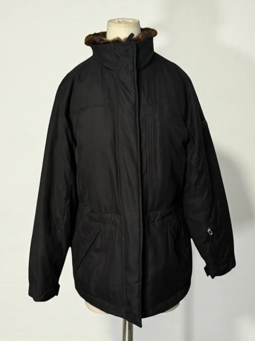 Lauren Ralph Lauren Ski Down Feather Black Parka Coat Faux Fur Size - Picture 2 of 8